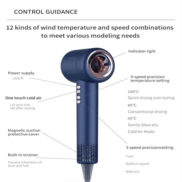 डिजिटल तापमान नियंत्रण के साथ हेयर ड्रायर